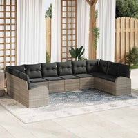 vidaXL Conjunto de Sofás com almofada 10 pcs Preto Polirattan