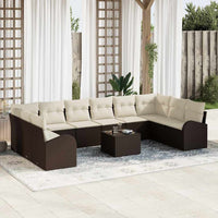 vidaXL Conjunto de Sofás com almofada 10 pcs Preto Polirattan