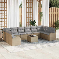 vidaXL Conjunto de Sofás com almofada 10 pcs Preto Polirattan
