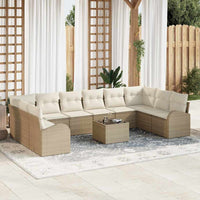 vidaXL Conjunto de Sofás com almofada 10 pcs Preto Polirattan