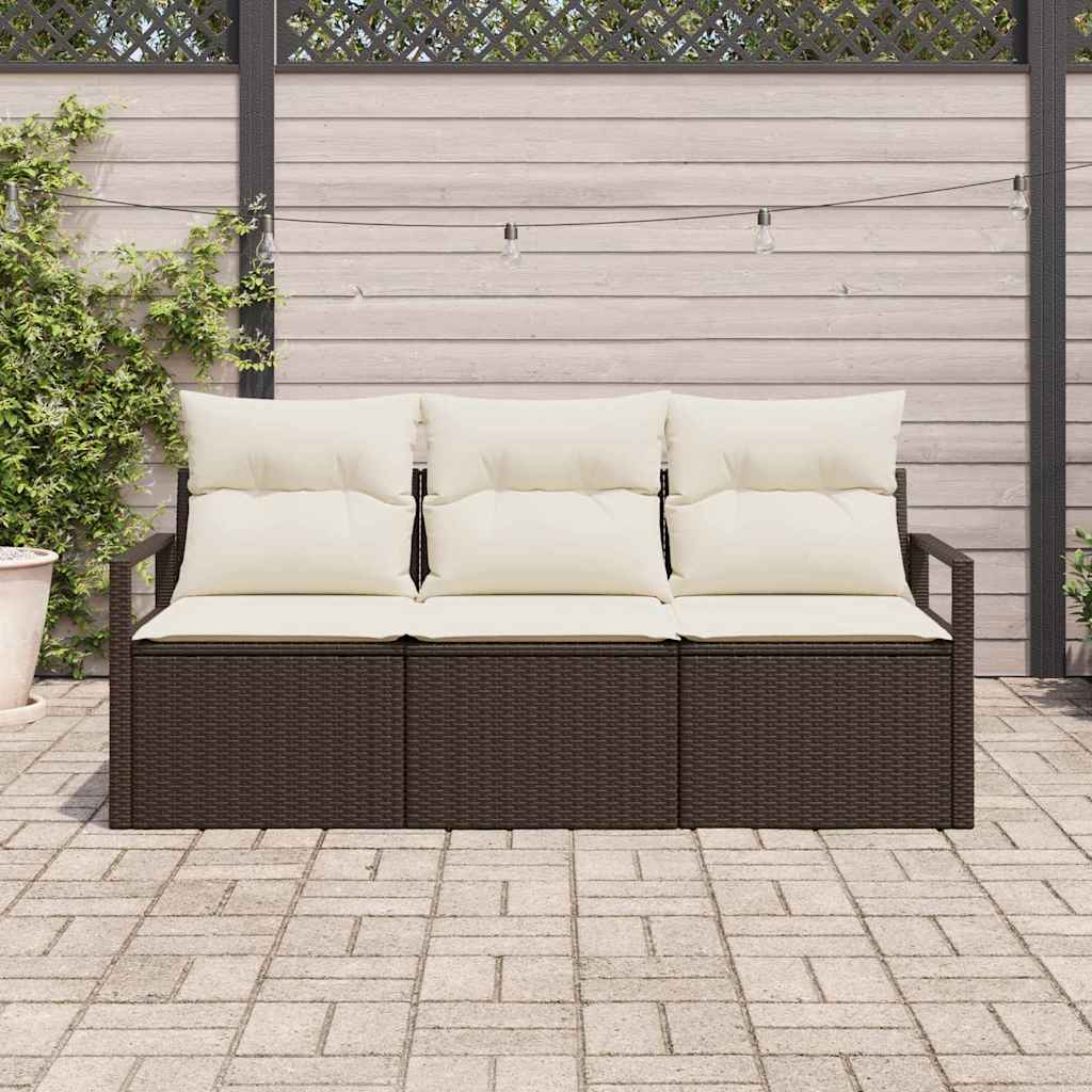 vidaXL Conjunto de Sofás 3 pcs Preto vime PE