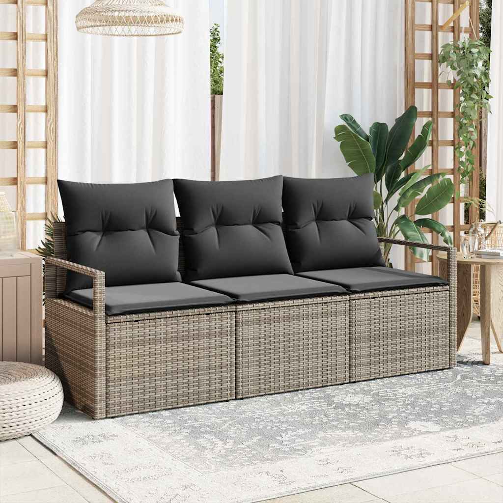 vidaXL Conjunto de Sofás 3 pcs Preto vime PE