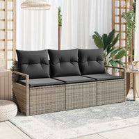 vidaXL Conjunto de Sofás 3 pcs Preto vime PE