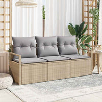 vidaXL Conjunto de Sofás 3 pcs Preto vime PE