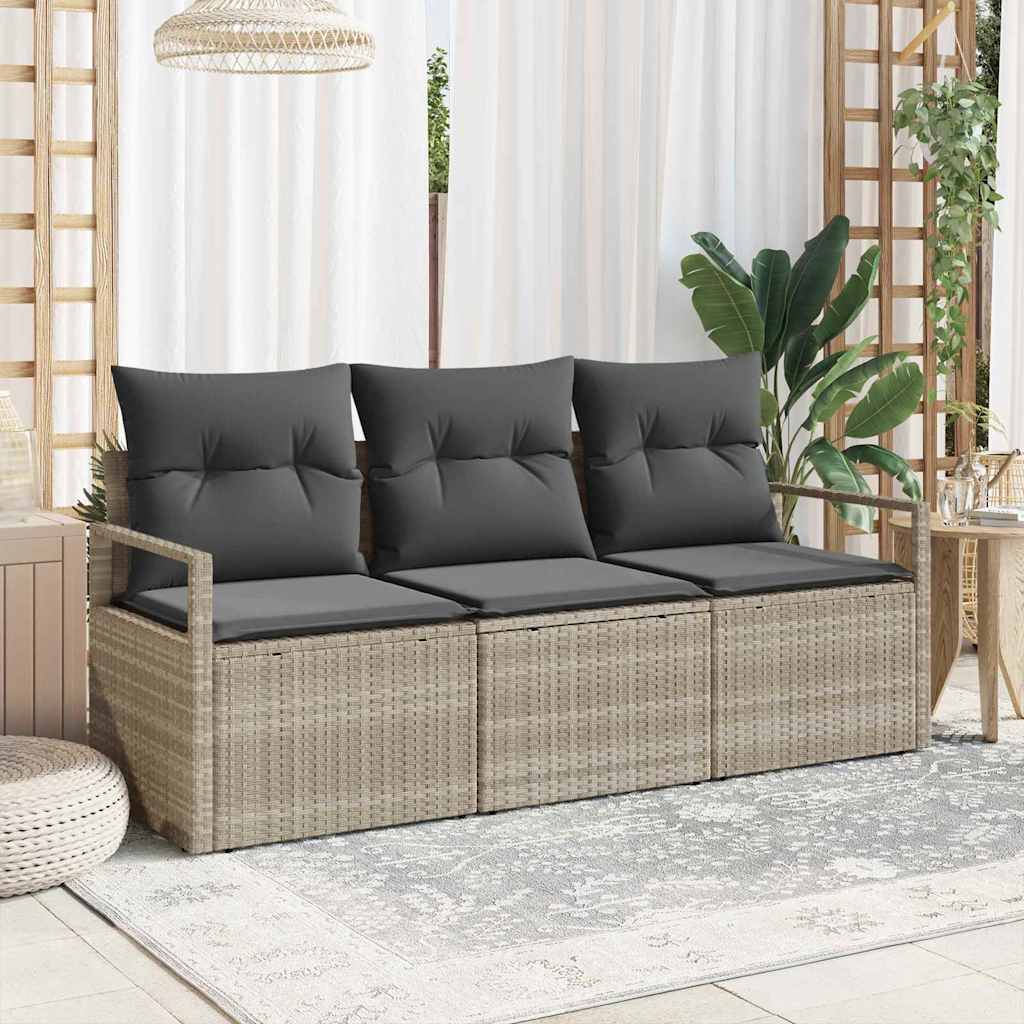 vidaXL Conjunto de Sofás 3 pcs Preto vime PE