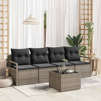 vidaXL Conjunto de Sofás 5 pcs Preto e Creme vime PE