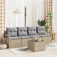 vidaXL Conjunto de Sofás 5 pcs Preto e Creme vime PE