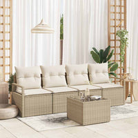vidaXL Conjunto de Sofás 5 pcs Preto e Creme vime PE