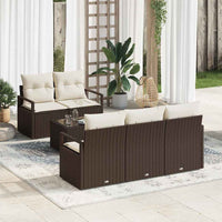 vidaXL Conjunto de Sofás com almofada 6 pcs Preto e Creme vime PE