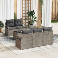 vidaXL Conjunto de Sofás com almofada 6 pcs Preto e Creme vime PE