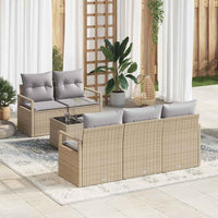 vidaXL Conjunto de Sofás com almofada 6 pcs Preto e Creme vime PE