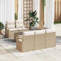 vidaXL Conjunto de Sofás com almofada 6 pcs Preto e Creme vime PE