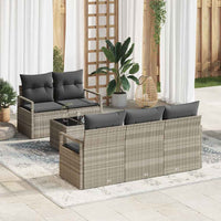 vidaXL Conjunto de Sofás com almofada 6 pcs Preto e Creme vime PE