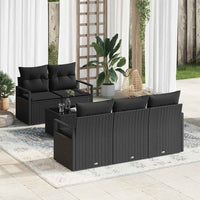 vidaXL Conjunto de Sofás com almofada 6 pcs Preto e Creme vime PE