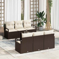 vidaXL Conjunto de Sofás 7 pcs Preto e Creme vime PE