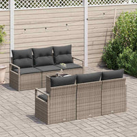 vidaXL Conjunto de Sofás 7 pcs Preto e Creme vime PE