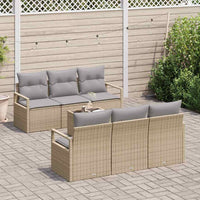 vidaXL Conjunto de Sofás 7 pcs Preto e Creme vime PE