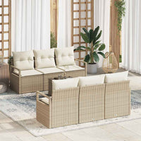 vidaXL Conjunto de Sofás 7 pcs Preto e Creme vime PE