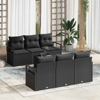 vidaXL Conjunto de Sofás 7 pcs Preto e Creme vime PE