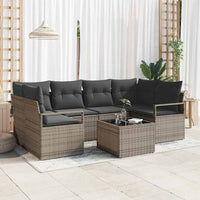 vidaXL Conjunto de Sofás 7 pcs Preto e Creme vime PE