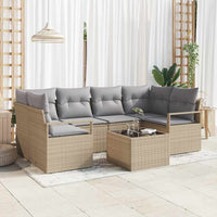 vidaXL Conjunto de Sofás 7 pcs Preto e Creme vime PE
