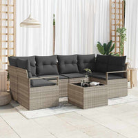 vidaXL Conjunto de Sofás 7 pcs Preto e Creme vime PE