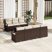 vidaXL Conjunto de Sofás 8 pcs Preto e Creme vime PE