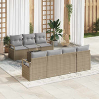 vidaXL Conjunto de Sofás 8 pcs Preto e Creme vime PE