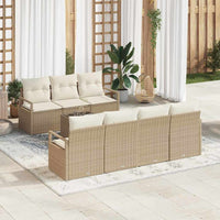 vidaXL Conjunto de Sofás 8 pcs Preto e Creme vime PE