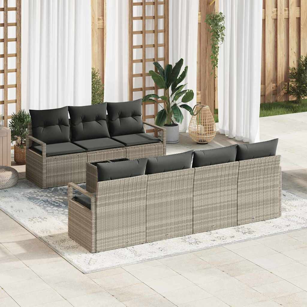 vidaXL Conjunto de Sofás 8 pcs Preto e Creme vime PE