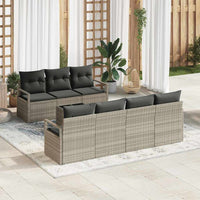 vidaXL Conjunto de Sofás 8 pcs Preto e Creme vime PE