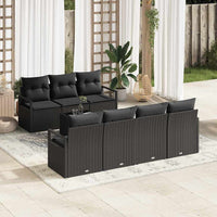 vidaXL Conjunto de Sofás 8 pcs Preto e Creme vime PE