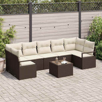 vidaXL Conjunto de Sofás 8 pcs Preto e Creme vime PE