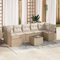 vidaXL Conjunto de Sofás 8 pcs Preto e Creme vime PE