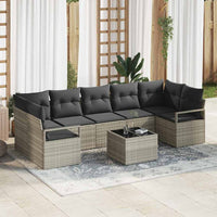 vidaXL Conjunto de Sofás 8 pcs Preto e Creme vime PE