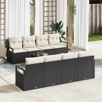 vidaXL Conjunto de Sofás com almofada 7 pcs Preto e Creme vime PE