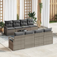 vidaXL Conjunto de Sofás com almofada 7 pcs Preto e Creme vime PE