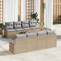 vidaXL Conjunto de Sofás com almofada 7 pcs Preto e Creme vime PE