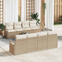 vidaXL Conjunto de Sofás com almofada 7 pcs Preto e Creme vime PE