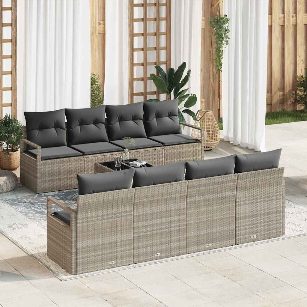 vidaXL Conjunto de Sofás com almofada 7 pcs Preto e Creme vime PE