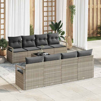 vidaXL Conjunto de Sofás com almofada 7 pcs Preto e Creme vime PE