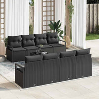 vidaXL Conjunto de Sofás com almofada 7 pcs Preto e Creme vime PE