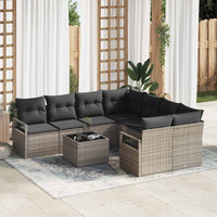 vidaXL Conjunto de Sofás com almofada 9 pcs Preto e Creme vime PE