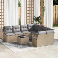 vidaXL Conjunto de Sofás com almofada 9 pcs Preto e Creme vime PE