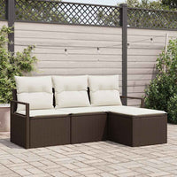 vidaXL Conjunto de Sofás com almofada 4 pcs Preto vime PE