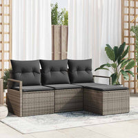 vidaXL Conjunto de Sofás com almofada 4 pcs Preto vime PE