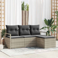 vidaXL Conjunto de Sofás com almofada 4 pcs Preto vime PE