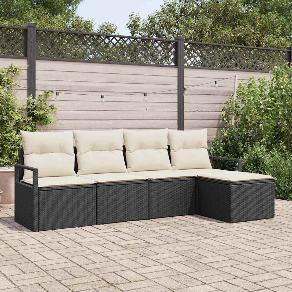 vidaXL Conjunto de Sofás 5 pcs Preto vime PE