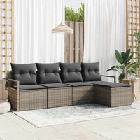 vidaXL Conjunto de Sofás 5 pcs Preto vime PE