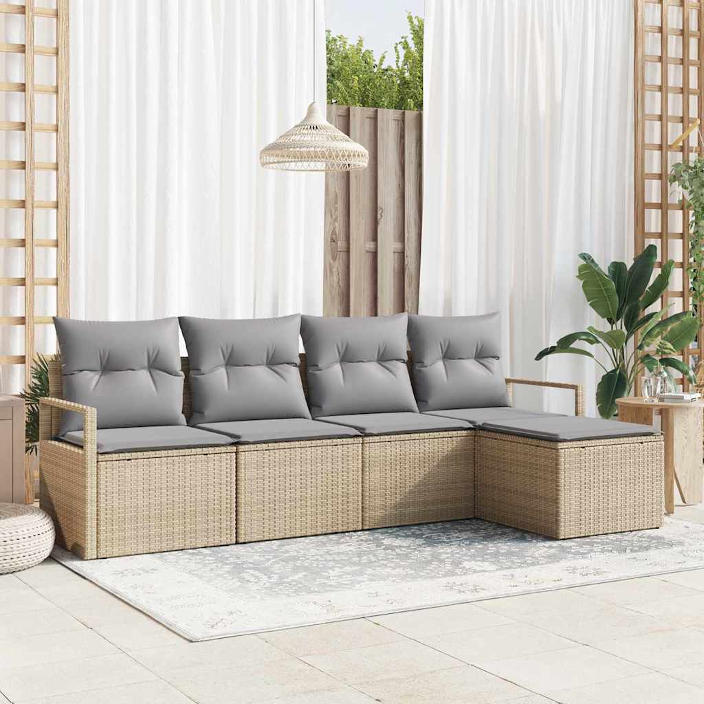vidaXL Conjunto de Sofás 5 pcs Preto vime PE